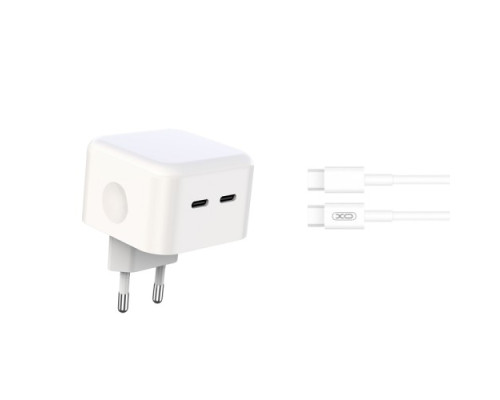 МЗП XO L102 (EU) 35W dual Type-c port fast charger with TYPE-C cable (NB124) Білий mag-692068083070119831
