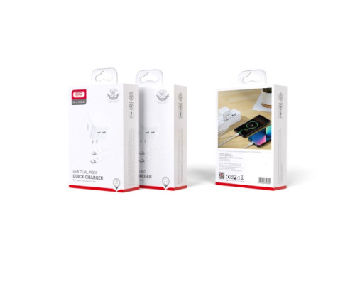 МЗП XO L102 (EU) 35W dual Type-c port fast charger with TYPE-C cable (NB124) Білий mag-692068083070119831