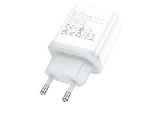 МЗП HOCO C105A Stage 1USB-C/1USB-A/PD20W/QC3.0/3A White mag-6931474782946139098