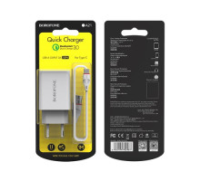 МЗП BOROFONE BA21A Long QC3.0 1USB/3A/18W + Cable Type-C білий mag-6931474702487137586