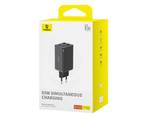 МЗП Baseus GaN6 Pro Fast 2C+2U 65W Cable Type-C to Type-C 1m Black P10162701113-00 mag-693217264444461314