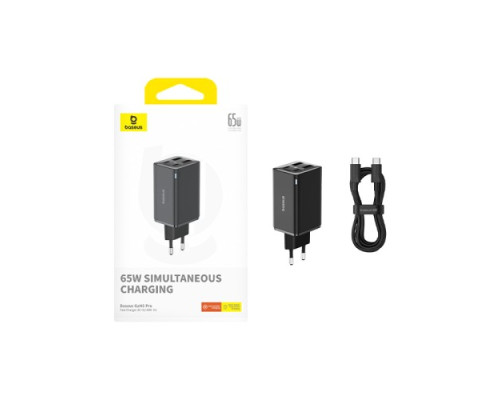 МЗП Baseus GaN6 Pro Fast 2C+2U 65W Cable Type-C to Type-C 1m Black P10162701113-00 mag-693217264444461314