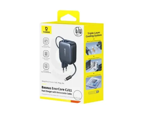 МЗП Baseus EnerCore CJ11 Fast Charger with Retractable Cable 3C 67W EU Black E0121E00 mag-6932172696498147496