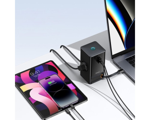 МЗП Baseus PowerCombo Digital PowerStrip 65W 2AC+1U+1C+Retractable Type-C Cable Black PSLR000301 mag-693217262543654545
