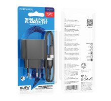 МЗП BOROFONE BAS11A Erudite single port 1USB/2.1A+ Cable Type-C чорний mag-6941991104657137599