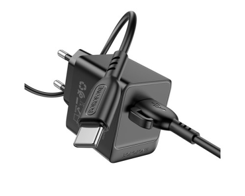 МЗП BOROFONE BAS11A Erudite single port 1USB/2.1A+ Cable Type-C чорний mag-6941991104657137599