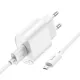 МЗП HOCO C109A Fighter single port charge set 1PD/10.5W/Micro EU White mag-6942007656603153848