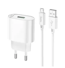МЗП HOCO C109A Fighter single port charge set 1PD/10.5W/Micro EU White mag-6942007656603153848
