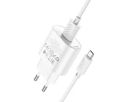МЗП HOCO C109A Fighter single port charge set 1PD/10.5W/Micro EU White mag-6942007656603153848