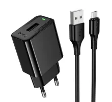МЗП HOCO CS91A Leader single-port charger set(Micro) (EU) 2,1A Black mag-6942007670982153107