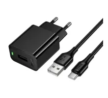 МЗП HOCO CS91A Leader single-port charger set(Type-C) (EU) 2,1A Black mag-6942007670999153042