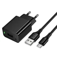 МЗП HOCO CS91A Leader single-port charger set(Type-C) (EU) 2,1A Black mag-6942007670999153042