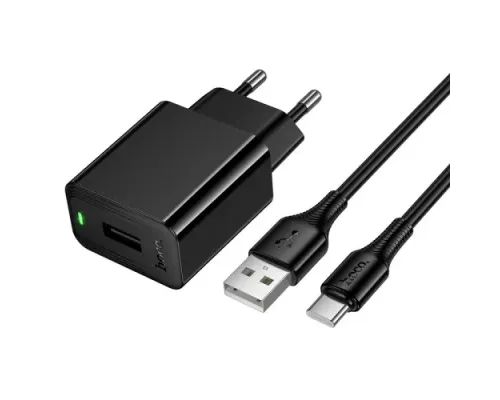 МЗП HOCO CS91A Leader single-port charger set(Type-C) (EU) 2,1A Black mag-6942007670999153042