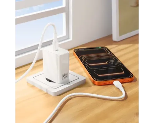 МЗП HOCO C162A Source single port PD40W charger set(C to C) White mag-6942007675239153963