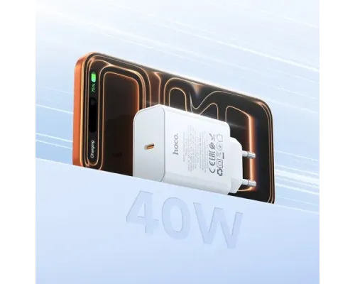 МЗП HOCO C162A Source single port PD40W charger set(C to C) White mag-6942007675239153963
