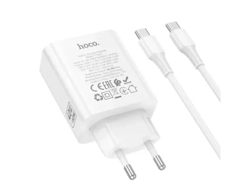МЗП HOCO C162A Source single port PD40W charger set(C to C) White mag-6942007675239153963