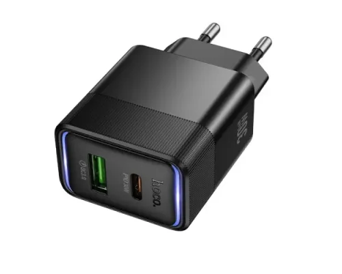 МЗП HOCO CS112A Lounge PD30W+QC3.0 charger EU Black mag-6942007680387153881