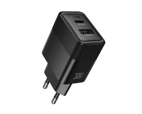 МЗП HOCO CS112A Lounge PD30W+QC3.0 charger EU Black mag-6942007680387153881