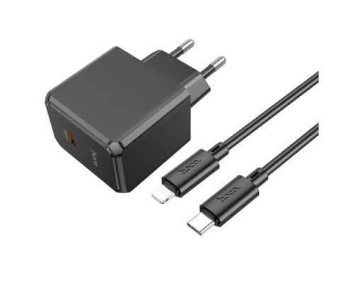 МЗП HOCO CS13A Ocean single port PD20W charger set(C to iP) Black mag-6942007603829141556