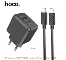 МЗП HOCO CS14A Ocean PD20W+QC3.0 charger set(Type-C to Type-C) Black mag-6942007603911144010