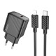 МЗП HOCO CS22A Value single port PD30W charger set(C to iP) Black mag-6942007609920132383