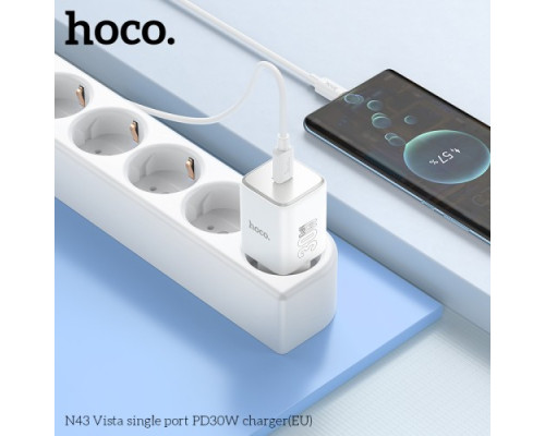 МЗП HOCO N43 Vista single port PD30W charger Starlight black mag-6942007620208137228