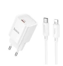 МЗП HOCO C148A Charm single port PD30W charger set(C to iP) White mag-6942007630313146203