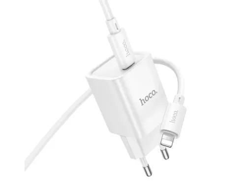 МЗП HOCO C148A Charm single port PD30W charger set(C to iP) White mag-6942007630313146203