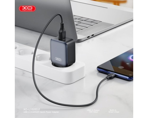 МЗП XO L152(EU) QC18W 1USB-A Fast Charger Чорний mag-6975837582194140443