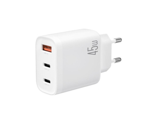 МЗП XO L117 (EU) PD45W/QC18W (2USB-C+1USB-A) fast charging charger Білий mag-692068084390919213