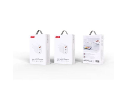 МЗП XO L117 (EU) PD45W/QC18W (2USB-C+1USB-A) fast charging charger Білий mag-692068084390919213