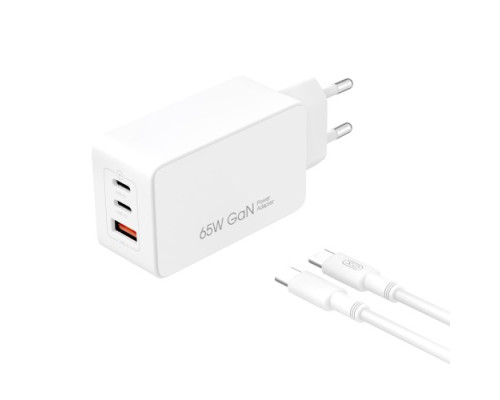 МЗП XO CE13 (EU) 65W GaN tech fast charging with Type-c cable Білий mag-692068084428919255