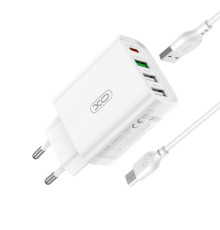 МЗП XO L120 (EU) multi port fast charging charger (USB-C 20W/USB-A 18W) with Micro cable Білий mag-692068084667260131