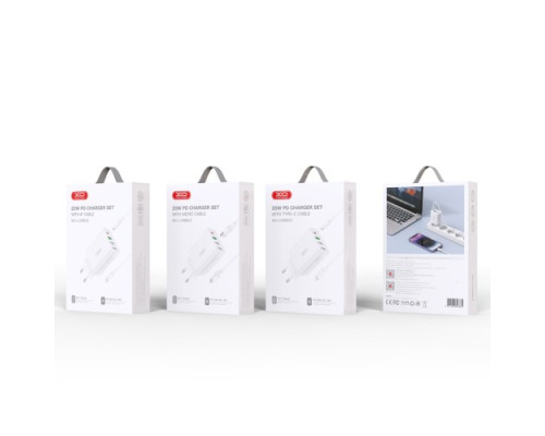 МЗП XO L120 (EU) multi port fast charging charger (USB-C 20W/USB-A 18W) with Micro cable Білий mag-692068084667260131