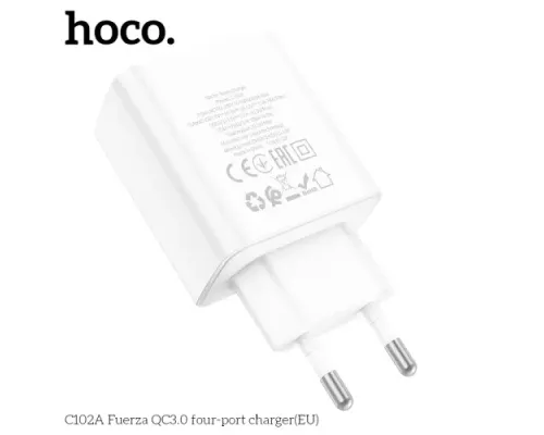 МЗП HOCO C102A Fuerza 4USB/3,4A/28,5W/QC3.0 White mag-6931474777713143995
