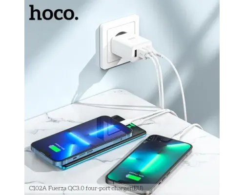 МЗП HOCO C102A Fuerza 4USB/3,4A/28,5W/QC3.0 White mag-6931474777713143995