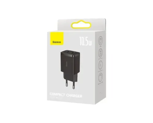 МЗП Baseus Compact Charger 2U 10.5W EU Black CCXJ010201 mag-6932172606909145672