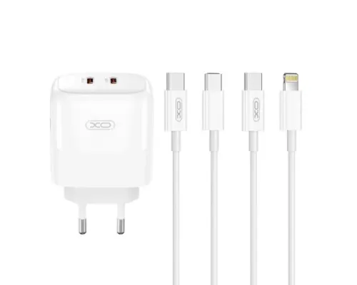 МЗП XO L140 (EU) 35W GaN Nitride (2USB-C) Fast Charging Білий дефект пакування mag-2000001612729154011