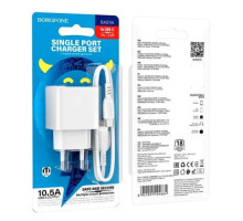 МЗП BOROFONE BAS11A Erudite single port 1USB/2.1A+ Cable Type-C білий mag-6941991104664137600