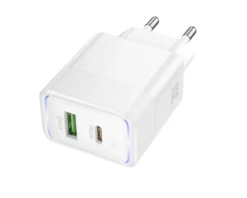 МЗП HOCO CS112A Lounge PD30W+QC3.0 charger EU White mag-6942007680394153882