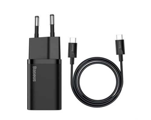 МЗП Baseus Super Si Quick Charger 1C 25W EU Mini Black Cable Type-C toType-C 3A 1m Black TZCCSUP-L01 mag-695315620602161936