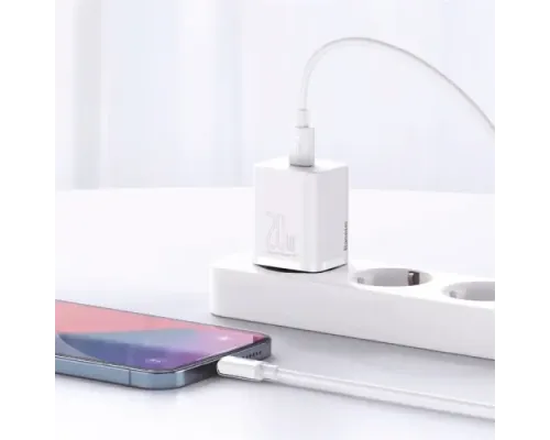 МЗП Baseus Super Si Quick Charger 1C 20W/Simple Wisdom Data Cable Type-C to iP 1m White TZCCSUP-B02 mag-6953156230064152000
