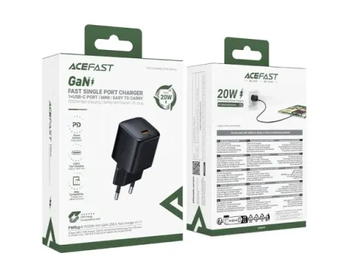 МЗП ACEFAST A117 PD20W mini GaN (USB-C) charger Black mag-6974316284987153331
