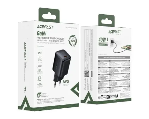 МЗП ACEFAST A136 PD40W mini GaN USB-C fast charger Black mag-6974316286233153846