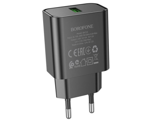 МЗП BOROFONE BA72A Spring 18W/QC3.0/1USB чорний mag-6974443388541137650