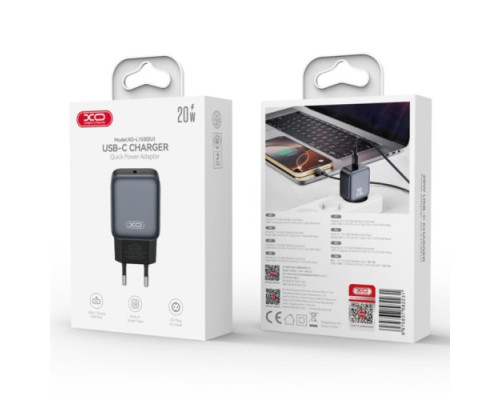 МЗП XO L153(EU)PD20W 1USB-C fast charger Чорний mag-6975837582231140444