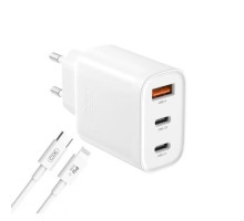 МЗП XO L117 (EU) PD45W/QC18W (2USB-C+1USB-A) fast charging charger with Lightning cable Білий mag-692068084391619214