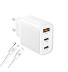 МЗП XO L117 (EU) PD45W/QC18W (2USB-C+1USB-A) fast charging charger with Lightning cable Білий mag-692068084391619214