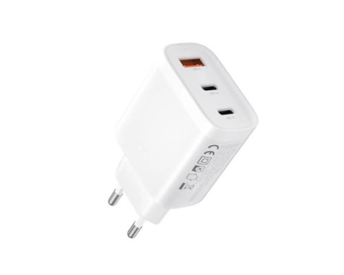 МЗП XO L117 (EU) PD45W/QC18W (2USB-C+1USB-A) fast charging charger with Lightning cable Білий mag-692068084391619214