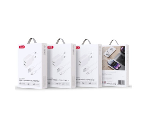 МЗП XO L109 (EU) Dual USB-A 2.4A Charger with Micro cable Білий mag-6920680845309134578